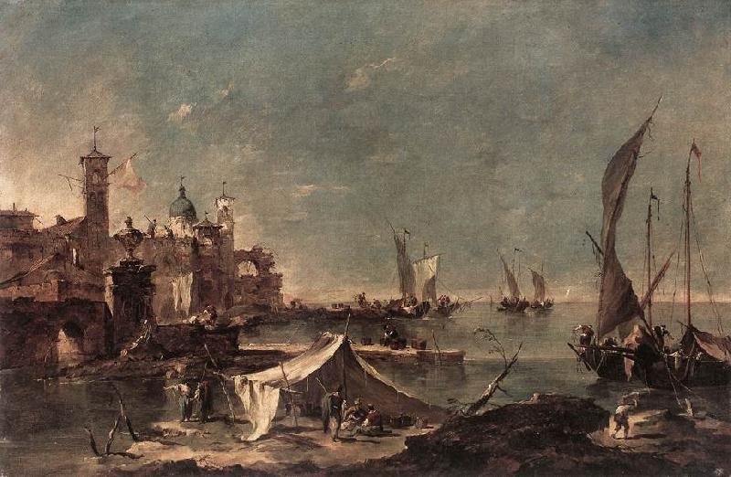 GUARDI, Francesco Landscape with a Fisherman s Tent